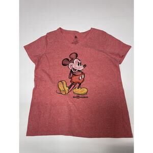 Mickey Mouse Heathered V-Neck T-Shirt for Women – Walt Disney World – Red Sz M